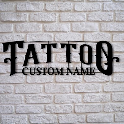 Kişiye Özel Metal Dövme Duvar Tablosu – Dövme Temalı Duvar Dekoru, Monogramlı Özel Tabela, Kişisel İsimli Stüdyo Tabelası, Dövme Dükkanı Duvar Süsü